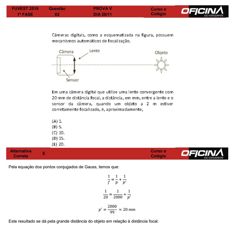 Questão 2 - Prova V - 1ª Fase Fuvest 2018